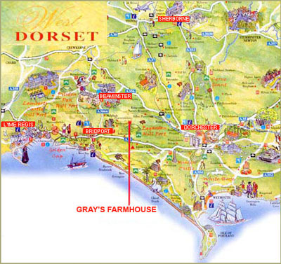 Lyme Regis, Weymouth, Dorchester area map